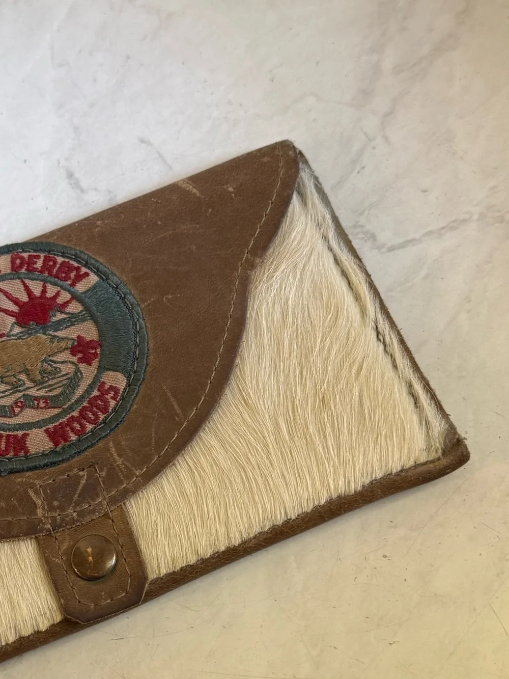 Brown and Cream VTG Cowhide Clutch